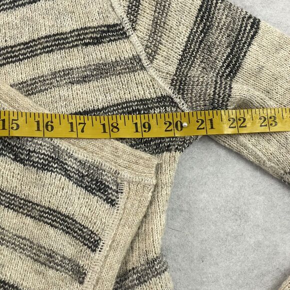 Lucky Brand Open Front Cardigan Sweater Medium Boho Aztec Tribal Knit Cream - Picture 8 of 12